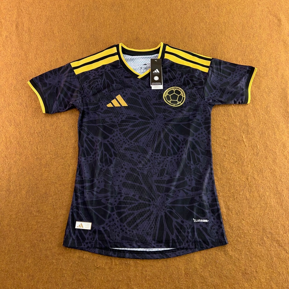 Adidas Mens S Purple Colombia Away Butterfly Pattern ClimaCool Soccer Jersey